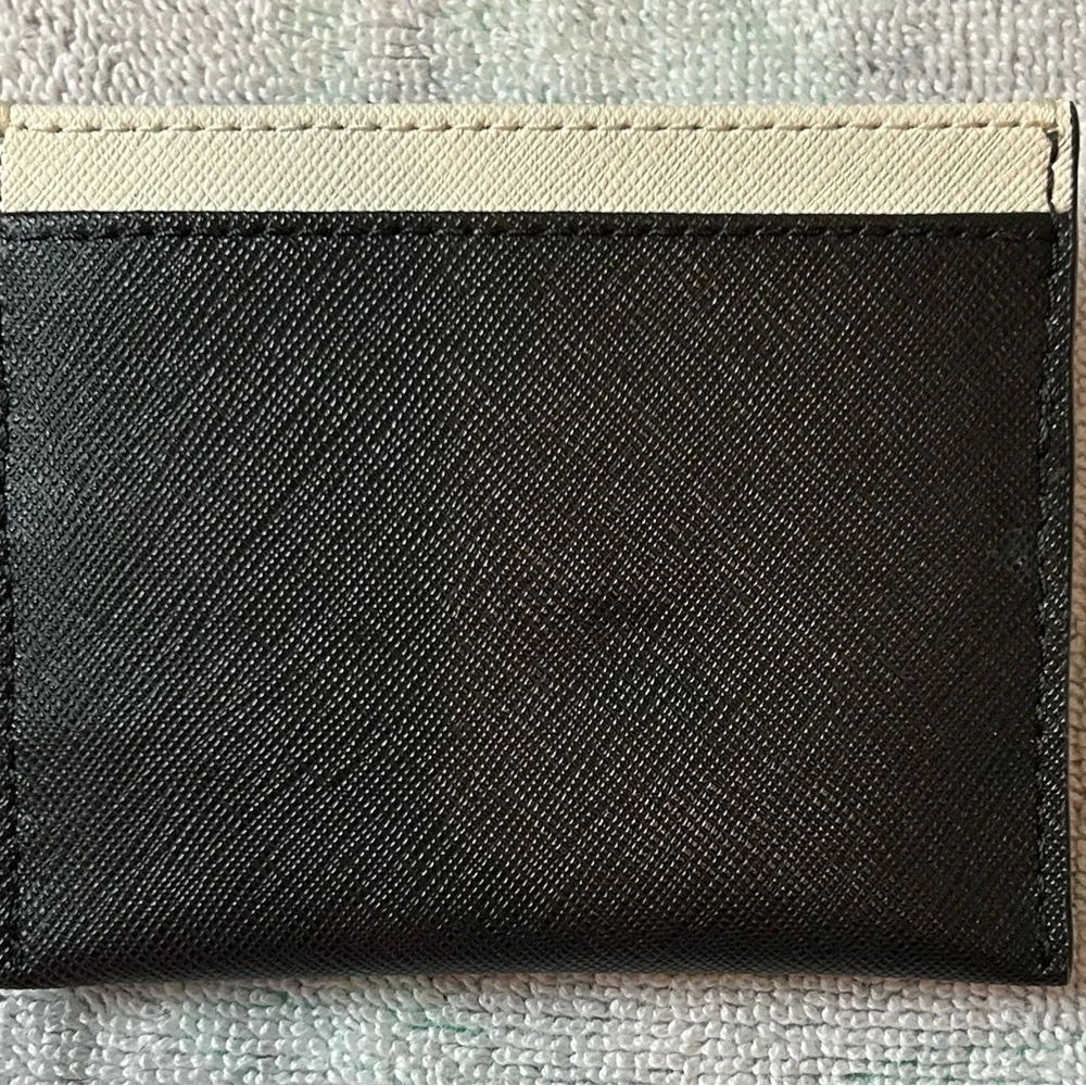 Kate Spade Black and Cream Minnie Mouse Card Holder with Red Accent